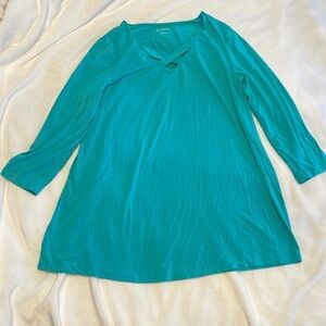 Kim Rogers 3/4 sleeve sea green/aqua blue shirt size‎ Medium